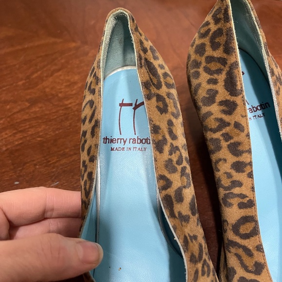 THIERRY RABOTIN Peeptoe Pumps Leopard Suede Heels Shoes ITALY - Picture 10 of 10